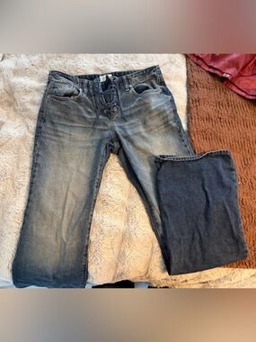 PacSun Women's Faded Blue Lace-Up Flare Jeans